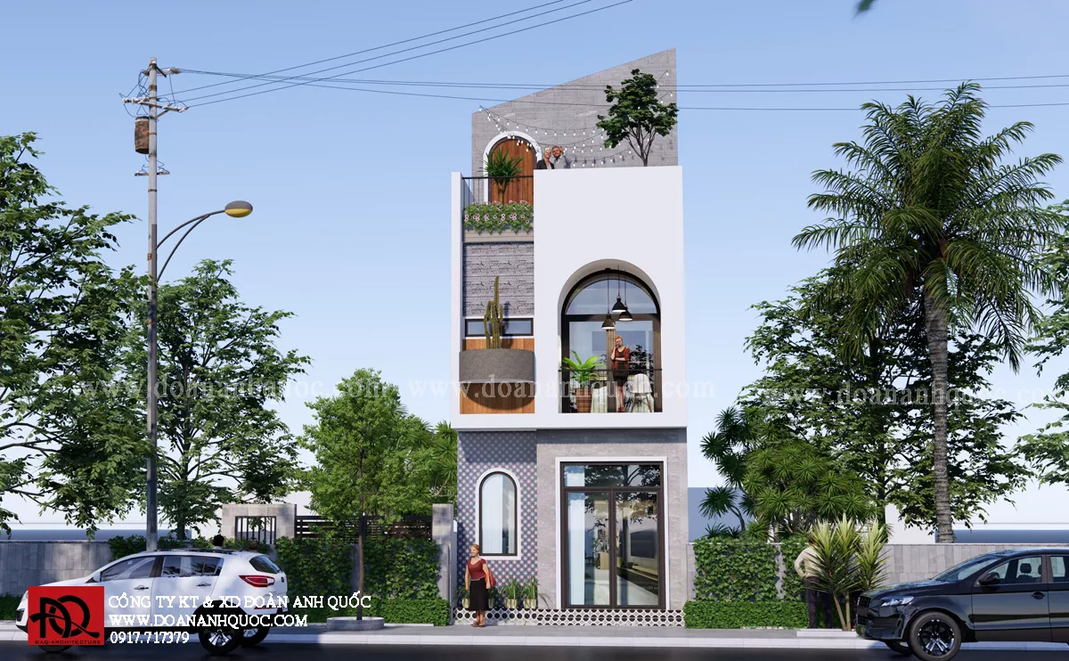 Thiết kế nhà phố hiện đại 3 tầng tại Phan Thiết- Thi công trọn gói 850 triệu _ MS21