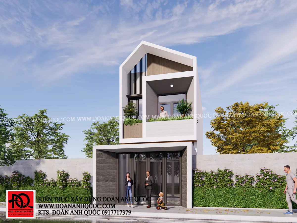 Thiết kế nhà Phan Thiết- nhà phố hiện đại mái chóp_MS46