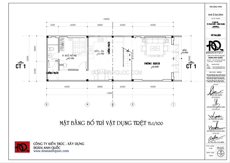 mặt cắt nhà phố 2 tầng
